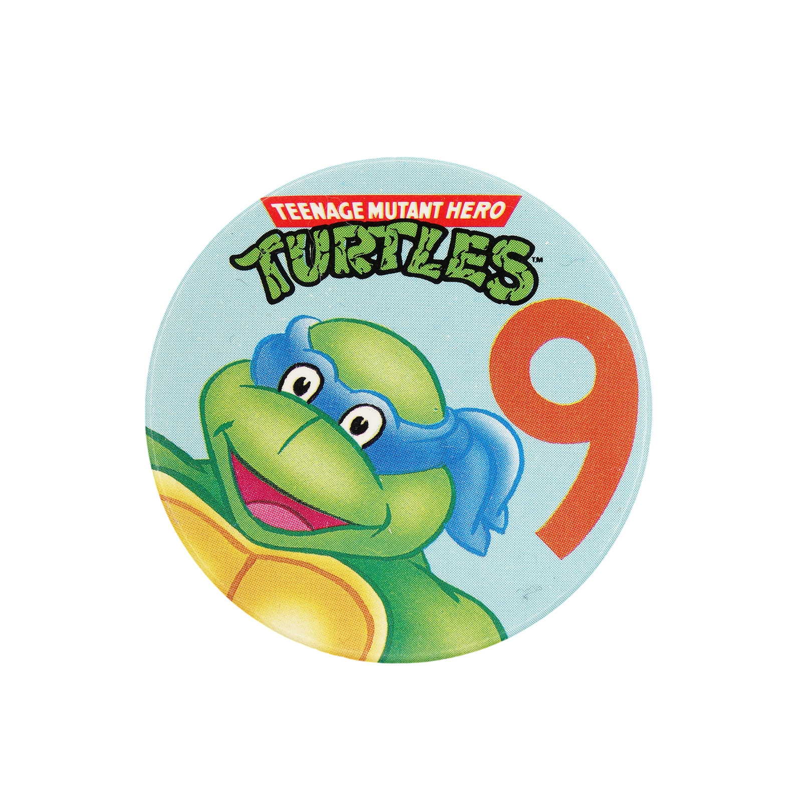 ミュータントタートルズ レオナルド 缶バッジ 1990 レトロ キャラクター 9歳 誕生日