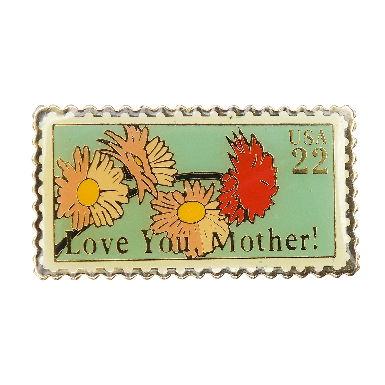 Love You, Mother! 花 USA 22c 切手型 ピンズ