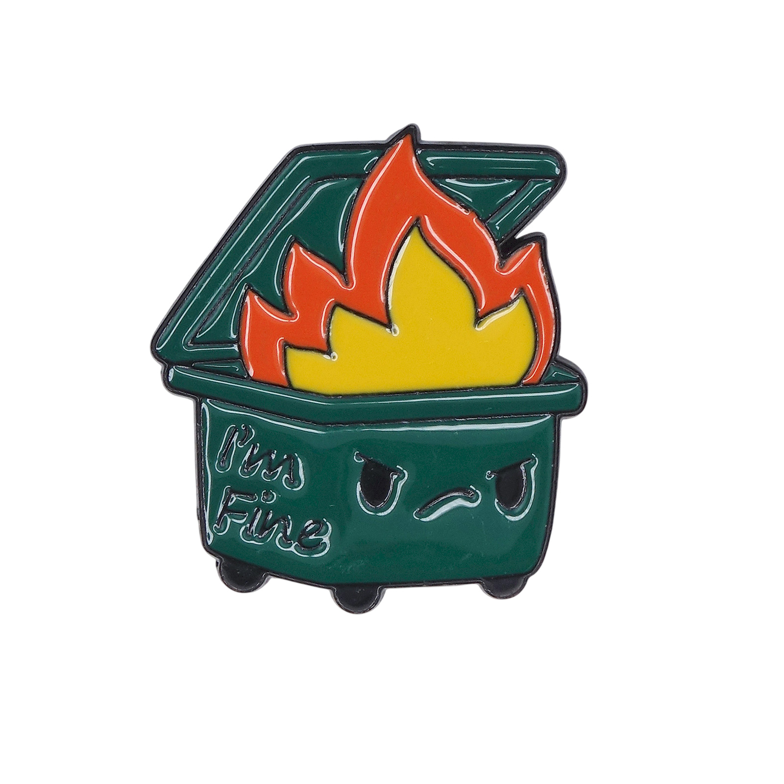 I'm Fine ダンプスターファイア 炎上 ピンズ 燃え盛るゴミ箱